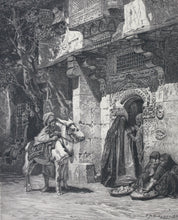 Load image into Gallery viewer, Frederick Arthur Bridgman, after. Lady of Cairo Visiting. Etching by James David Smillie. 1880.