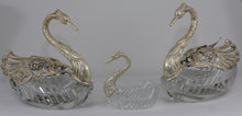 Load image into Gallery viewer, WB & Co. Swan candy dishes/salt cellars. Sterling silver and cut crystal. West Germany 1949 - 1990.