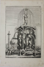 Load image into Gallery viewer, Georg Andreas Bockler. Fountain in Rome next to the Column of Marcus Aurelius. #99. 1664.