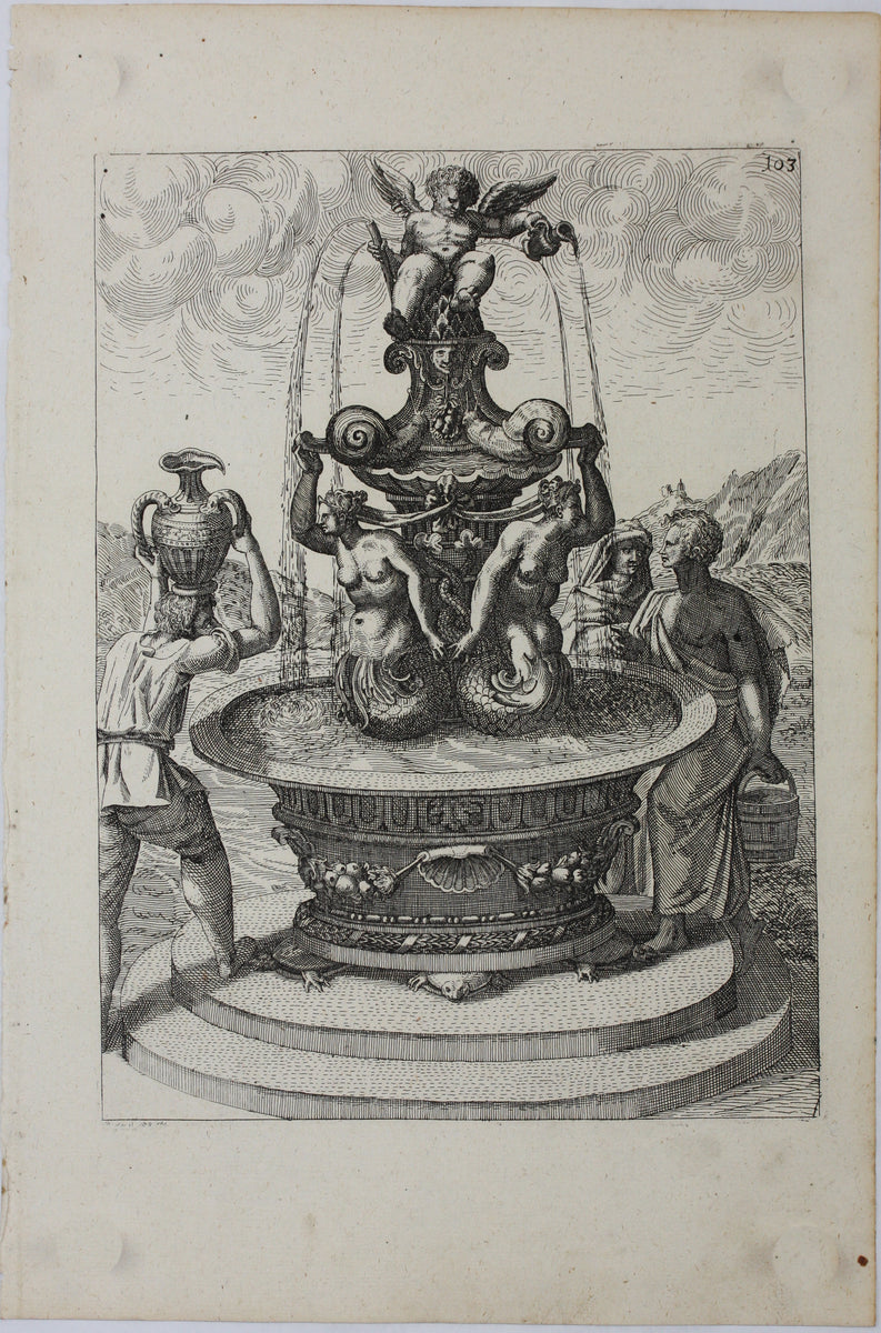 SOUS BOCK ART 1664  PAT ANDREA作 コースター Architecture, Garden, Fountains, Bockler, Antique Prints