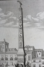 Load image into Gallery viewer, Georg Andreas Bockler. Four rivers fountain with Egyptian column on the Piazza Navona in Rome. Engraving #108. 1664.