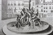 Load image into Gallery viewer, Georg Andreas Bockler. Four rivers fountain with Egyptian column on the Piazza Navona in Rome. Engraving #108. 1664.