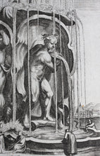 Load image into Gallery viewer, Georg Andreas Bockler. Fountain in Rome next to the Column of Marcus Aurelius. #99. 1664.