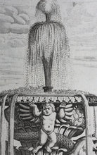 Load image into Gallery viewer, Georg Andreas Bockler. Fountain in the garden of the Palazzo del Principe Pamphilo in San Pancracio. Engraving #95. 1664.