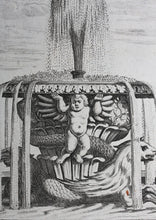 Load image into Gallery viewer, Georg Andreas Bockler. Fountain in the garden of the Palazzo del Principe Pamphilo in San Pancracio. Engraving #95. 1664.