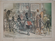 Load image into Gallery viewer, James Albert Wales. The newly elected board of aldermen of the metropolis. Political cartoon. Color lithograph. 1879.