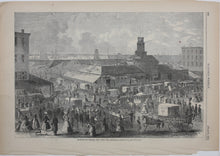 Load image into Gallery viewer, Stanley Fox, after. Washington Market, New York City. Wood engraving. 1866.