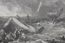 Load image into Gallery viewer, Robert Fulton Weir, after. Taking a Whale. Wood engraving. 1866.