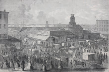 Load image into Gallery viewer, Stanley Fox, after. Washington Market, New York City. Wood engraving. 1866.