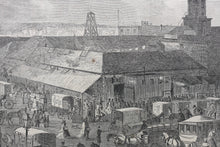 Load image into Gallery viewer, Stanley Fox, after. Washington Market, New York City. Wood engraving. 1866.