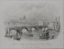 Load image into Gallery viewer, Joseph Thomas Wood, publisher. London Bridge from Surry side of River Thames. Enamel card. Circa 1851.