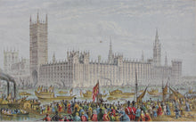 Load image into Gallery viewer, Abraham Le Blond . The New Houses of Parliament. Baxter print. 1852.