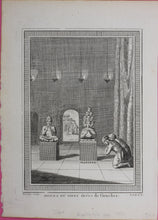 Load image into Gallery viewer, Idoles du Tibet tirees de Grueber. Engraving by Jacques-Nicolas Tardieu. 1749.
