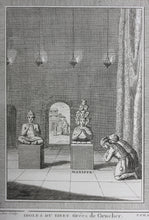 Load image into Gallery viewer, Idoles du Tibet tirees de Grueber. Engraving by Jacques-Nicolas Tardieu. 1749.