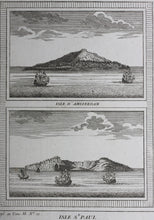 Load image into Gallery viewer, Jacques-Nicolas Bellin. Isle d'Amsterdam. Isle St. Paul. Engraving. 1761.