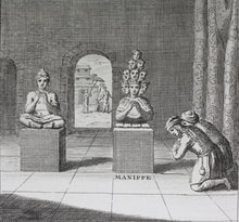 Load image into Gallery viewer, Idoles du Tibet tirees de Grueber. Engraving by Jacques-Nicolas Tardieu. 1749.