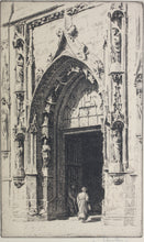 Load image into Gallery viewer, Otto J. Schneider. Entrance of the Church of St Nicholas-des-Champs, Paris. Etching. 1915.