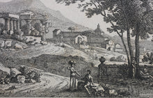 Load image into Gallery viewer, Jan Frans van Bloemen (Orizzonte), after. Italianate landscape with portico and church. Engraved by R. L. M. Béguyer de Chancourtois. Late 18th Century.