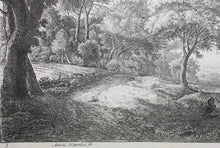 Load image into Gallery viewer, Antonie Waterloo. Landscape With Two Figures Wading a Stream. Etching. 1640-1690.