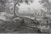 Load image into Gallery viewer, Antonie Waterloo. Landscape With Two Figures Wading a Stream. Etching. 1640-1690.