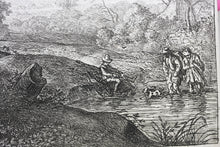 Load image into Gallery viewer, Antonie Waterloo. Landscape With Two Figures Wading a Stream. Etching. 1640-1690.