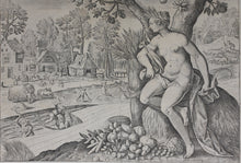 Load image into Gallery viewer, Maarten de Vos after. Summer. Engraving by Adriaen Collaert. C. 1587