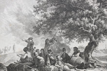 Load image into Gallery viewer, Jean-Baptiste Hilair, after. Halt of Travelers. Engraving and Etching by Carl Guillaume Weisbrod & Heinrich Guttenberg. 1782.