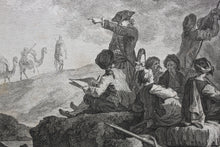 Load image into Gallery viewer, Jean-Baptiste Hilair, after. Halt of Travelers. Engraving and Etching by Carl Guillaume Weisbrod & Heinrich Guttenberg. 1782.