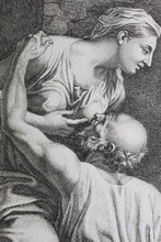 Load image into Gallery viewer, Nicolas Poussin, after. Roman Charity. Etching by Jean Pesne. Before 1669.