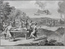Load image into Gallery viewer, Bernard Picart. The Pagans Water Festival. Funeral Ceremonies the Pagans Perform for Their Dead King. Engraving. 1728.