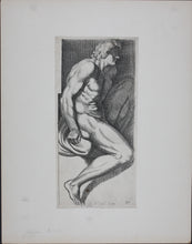 Load image into Gallery viewer, Annibale Carracci, after. An Ignudo. Etching by Carlo Cesi. 1657.
