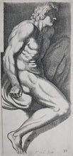 Load image into Gallery viewer, Annibale Carracci, after. An Ignudo. Etching by Carlo Cesi. 1657.