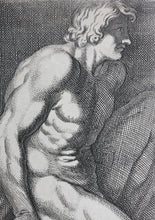 Load image into Gallery viewer, Annibale Carracci, after. An Ignudo. Etching by Carlo Cesi. 1657.