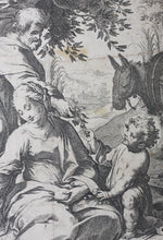 Load image into Gallery viewer, Federico Barocci, after. Rest on the Flight into Egypt. Etching by Raffaello Schiaminossi. 1612.