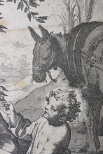 Load image into Gallery viewer, Federico Barocci, after. Rest on the Flight into Egypt. Etching by Raffaello Schiaminossi. 1612.