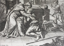 Load image into Gallery viewer, G. Freman, after. The Prodigal Son. Dives and Lazarus. Double-sided engraving by L.Masson. 1688-1705.