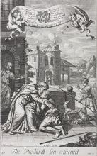 Load image into Gallery viewer, G. Freman, after. The Prodigal Son. Dives and Lazarus. Double-sided engraving by L.Masson. 1688-1705.