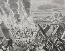 Load image into Gallery viewer, G. Freman, after. Gideon Soldiers. The defeat of the Midianites. Double-sided engraving by Jan Kip and Frederick Hendrik Van Hove. 1688-1705.