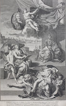 Load image into Gallery viewer, Bernard Picart, after. Allegory of the History of Britain. Engraving by Willem van der Gouwen. 1713.