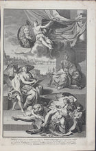Load image into Gallery viewer, Bernard Picart, after. Allegory of the History of Britain. Engraving by Willem van der Gouwen. 1713.