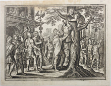 Load image into Gallery viewer, Matthaeus Merian. Romulus Hangs Acron's Armor on the Sacred Oak at the Capitol. Engraving. 1657.
