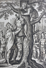 Load image into Gallery viewer, Matthaeus Merian. Romulus Hangs Acron's Armor on the Sacred Oak at the Capitol. Engraving. 1657.