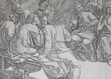 Load image into Gallery viewer, Raphael, after. The Pentecost. Engraving by Jacopo Caraglio. 1520-1539.