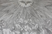 Load image into Gallery viewer, Raphael, after. The Pentecost. Engraving by Jacopo Caraglio. 1520-1539.