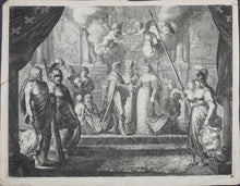 Load image into Gallery viewer, Nicolaes Moyaert, after. The Marriage of Henry IV and Marie de Medici. Etching by Pieter Nolpe. 1638.