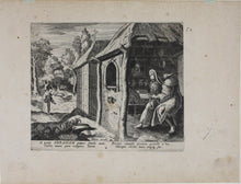 Load image into Gallery viewer, Maarten de Vos, after. 4. Abraham, religious hermit. Etching by Sadeler. Late XVI C.