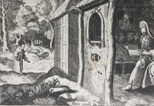 Load image into Gallery viewer, Maarten de Vos, after. 4. Abraham, religious hermit. Etching by Sadeler. Late XVI C.
