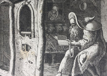 Load image into Gallery viewer, Maarten de Vos, after. 4. Abraham, religious hermit. Etching by Sadeler. Late XVI C.