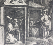 Load image into Gallery viewer, Maarten de Vos, after. Mary the Nephew of Abraham the Hermit. Engraving after Jan Sadeler I. 1580 -1700.