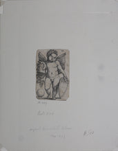 Load image into Gallery viewer, Sebald Beham. Genius holding a coat of arms. Engraving. c.1535.